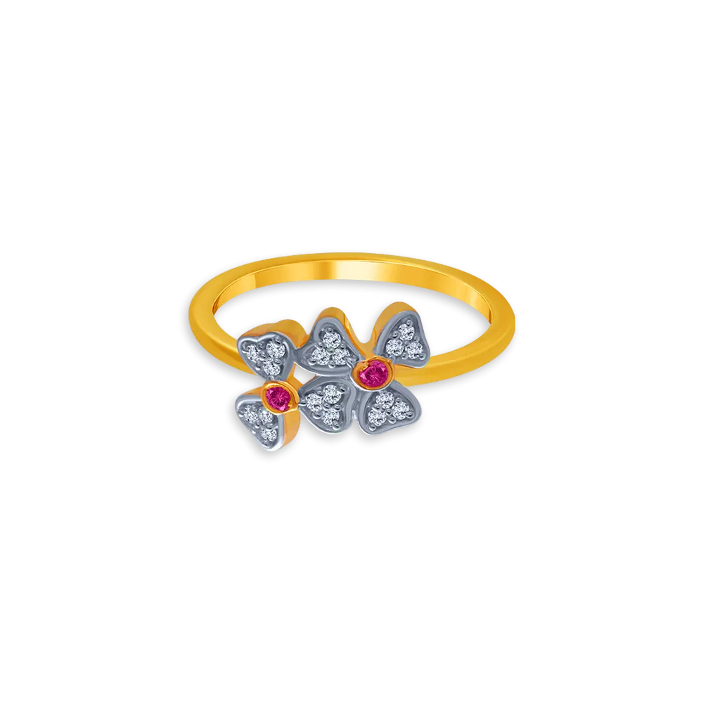 14KT (585) Yellow Gold And American Diamond Ring For Women