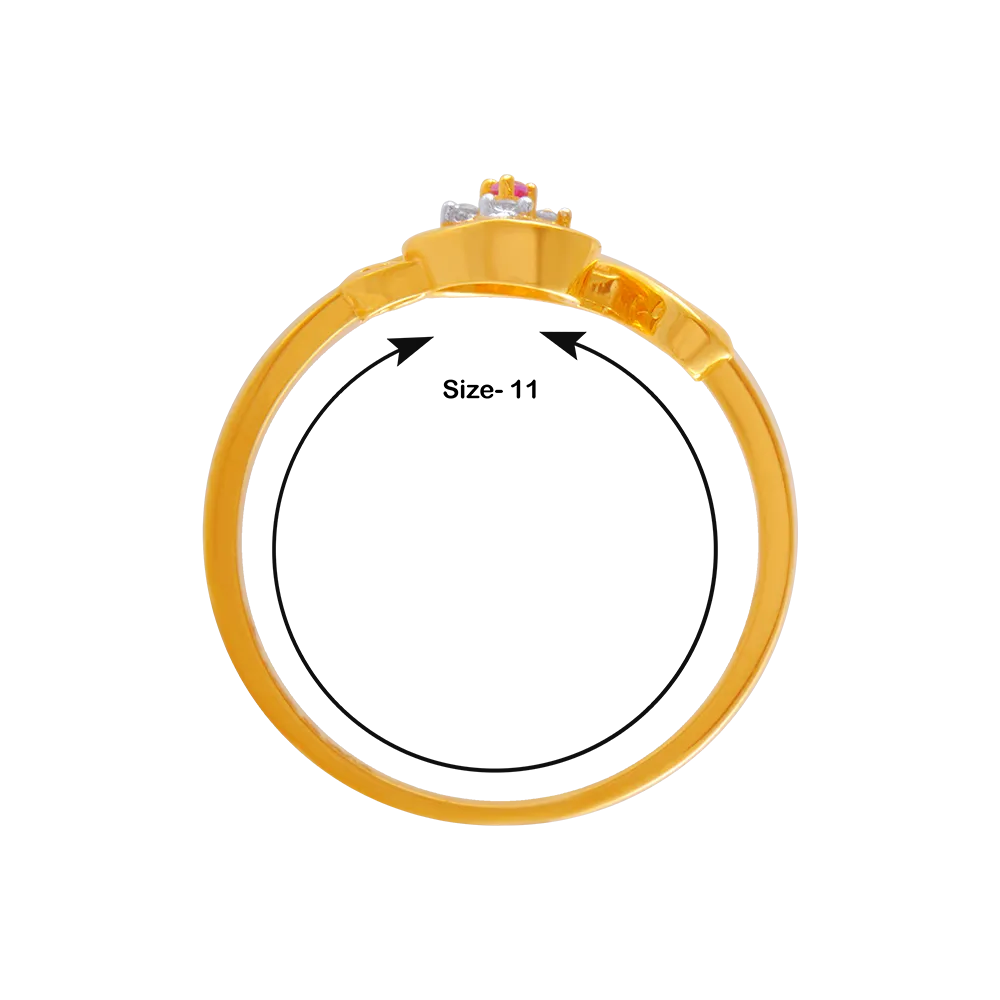 14KT (585) Yellow Gold And American Diamond Ring For Women
