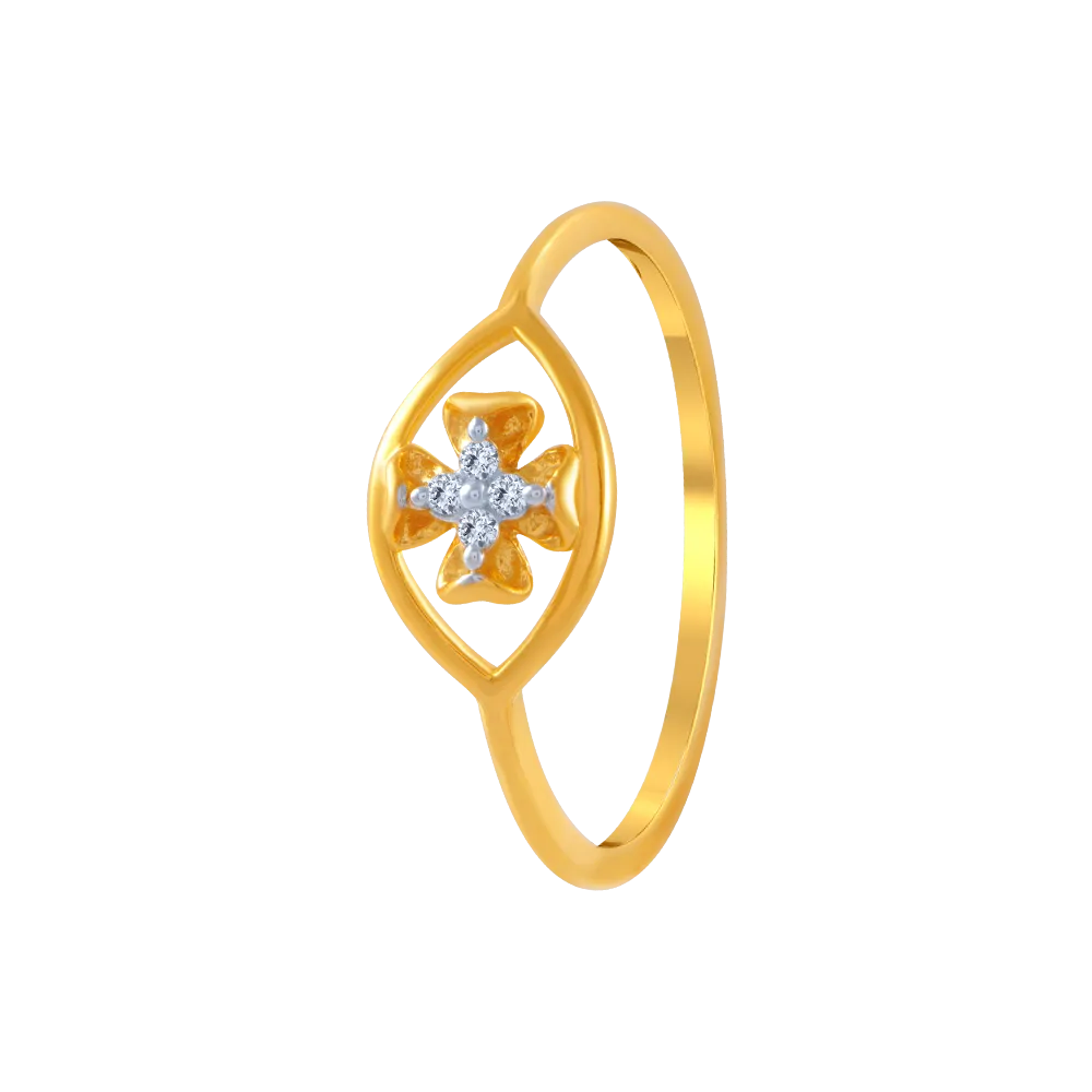 14KT (585) Yellow Gold And American Diamond Ring For Women