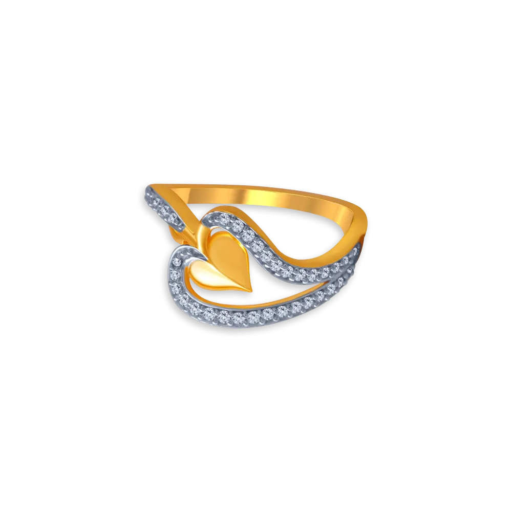 14KT (585) Yellow Gold And American Diamond Ring For Women