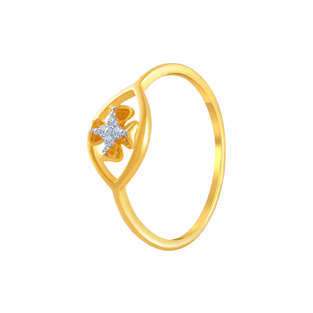 14KT (585) Yellow Gold And American Diamond Ring For Women