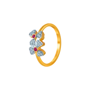 14KT (585) Yellow Gold And American Diamond Ring For Women