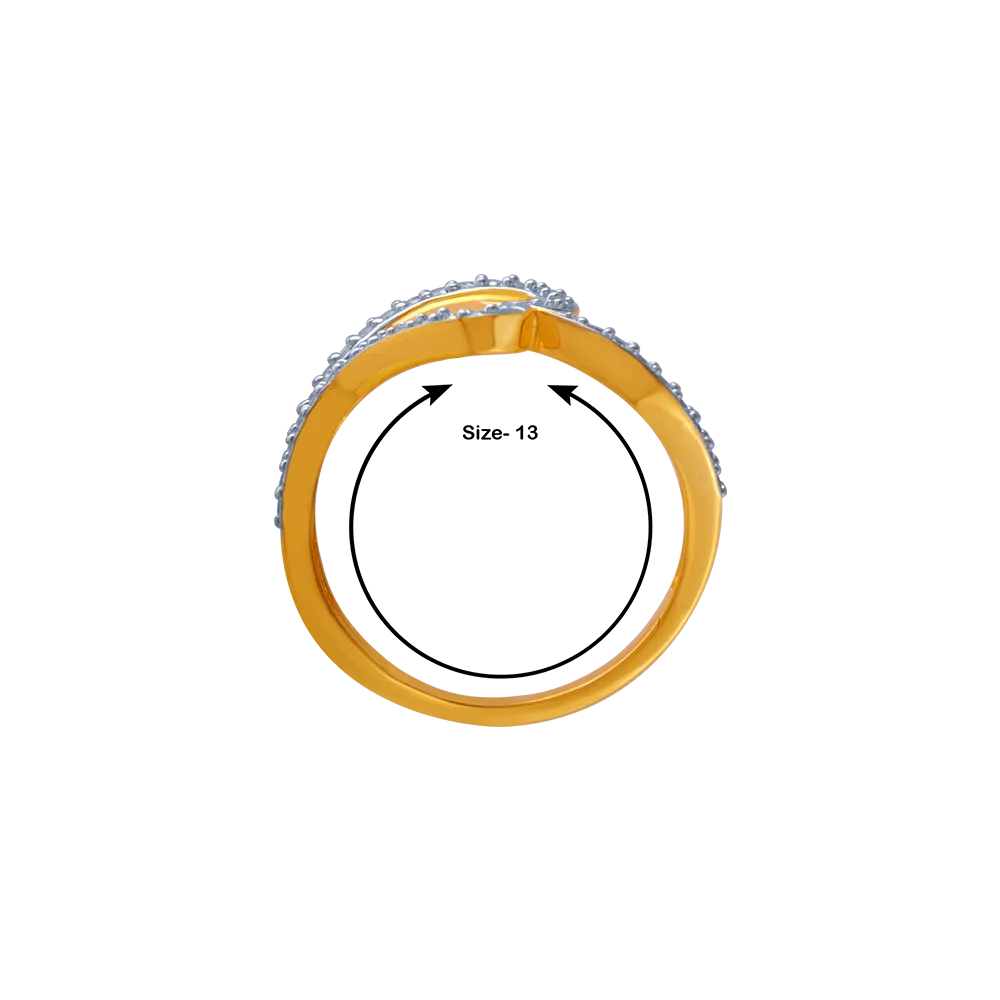 14KT (585) Yellow Gold And American Diamond Ring For Women