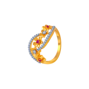 14KT (585) Yellow Gold And American Diamond Ring For Women