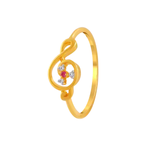 14KT (585) Yellow Gold And American Diamond Ring For Women