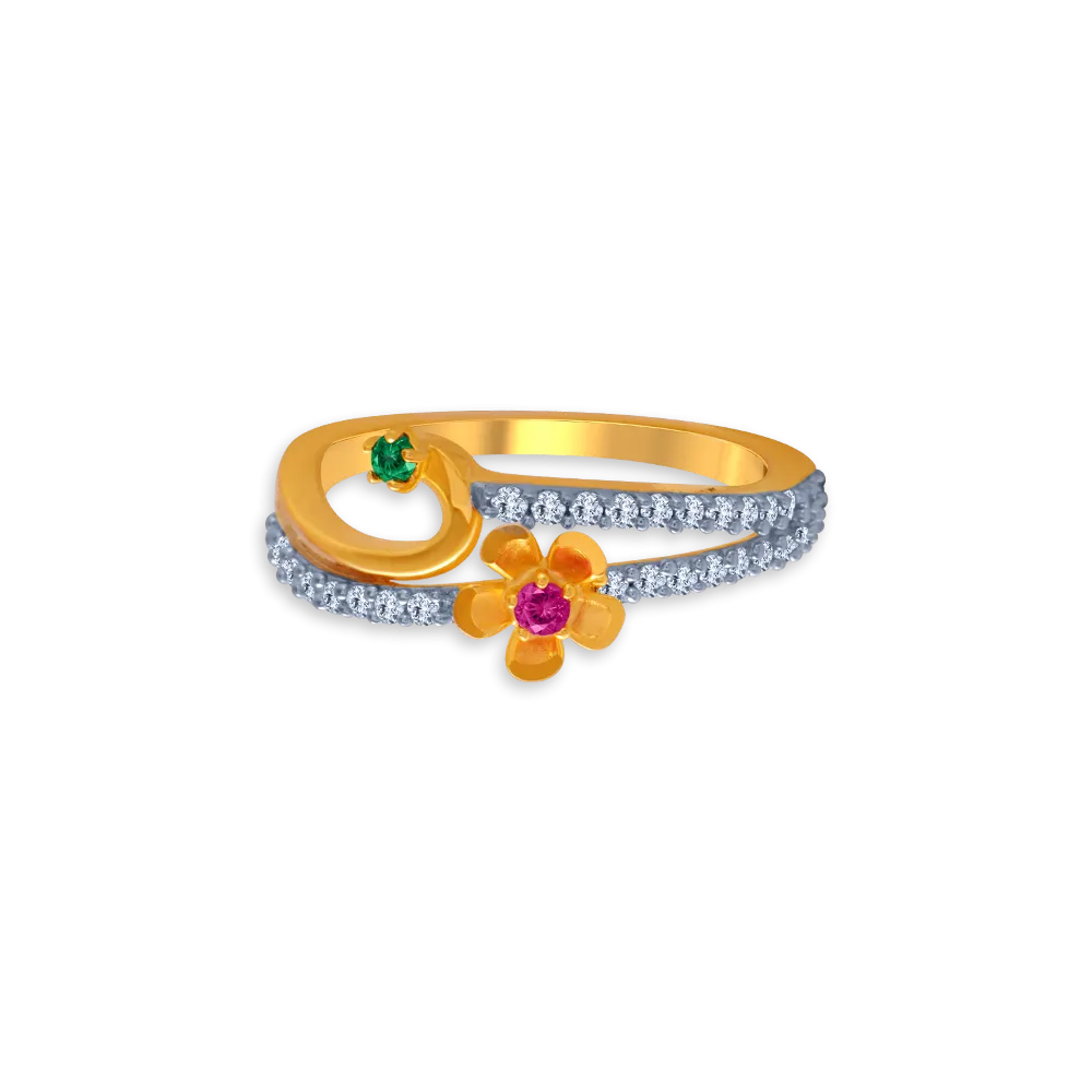 14KT (585) Yellow Gold And American Diamond Ring For Women
