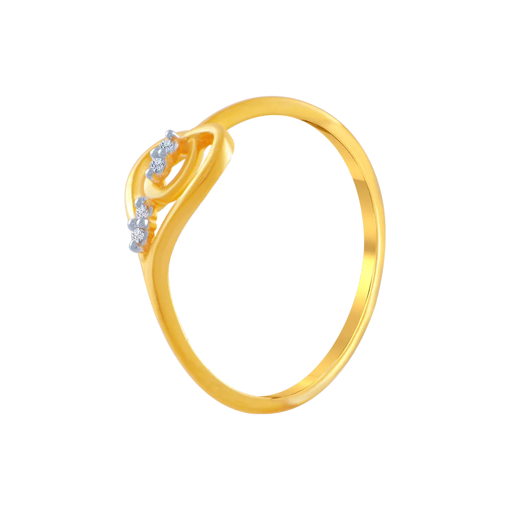 14KT (585) Yellow Gold And American Diamond Ring For Women