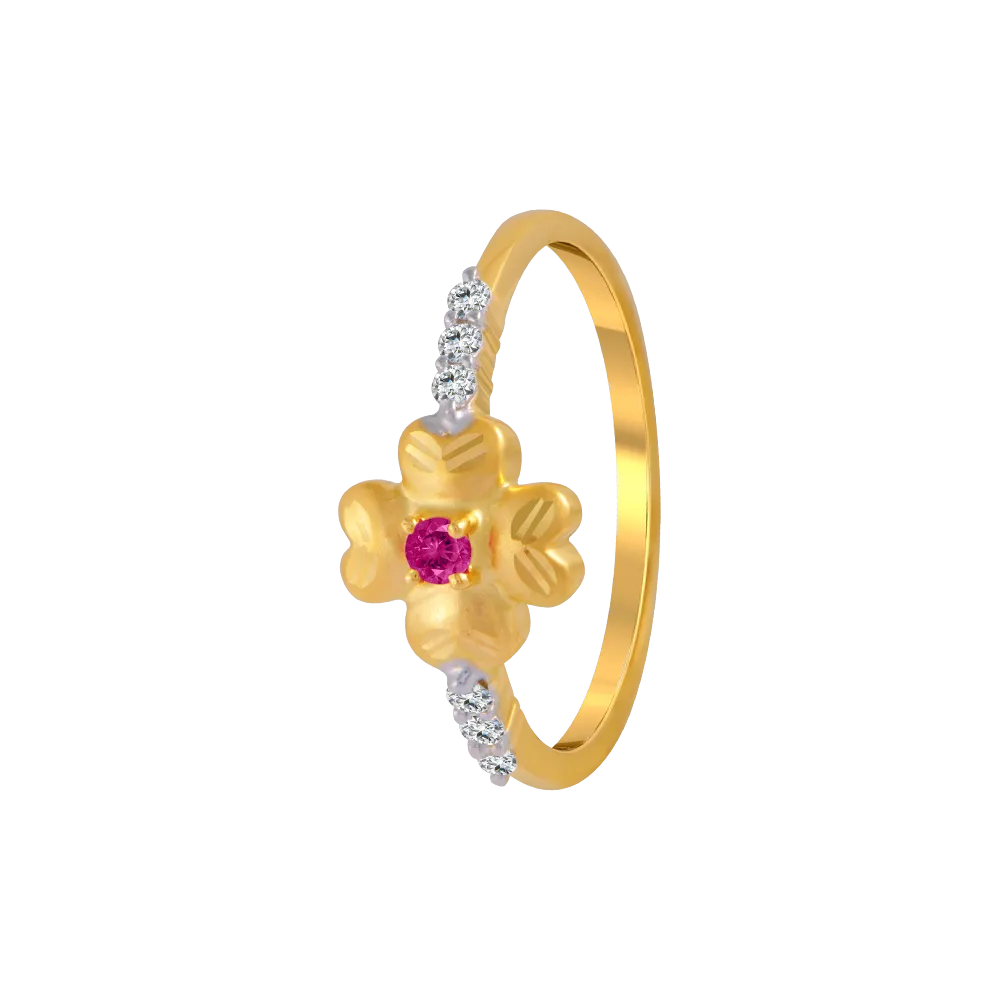14KT (585) Yellow Gold And American Diamond Ring For Women