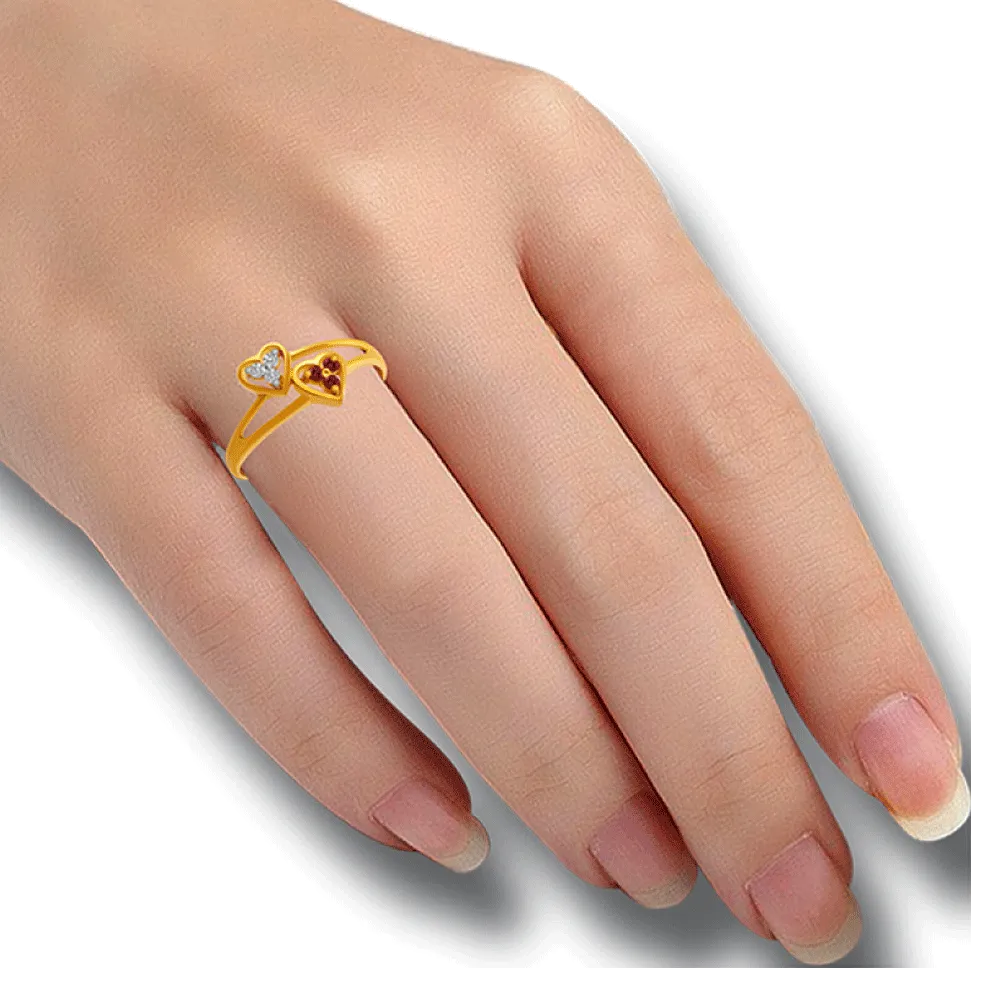 14KT (585) Yellow Gold And American Diamond Ring For Women