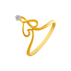 14KT (585) Yellow Gold And American Diamond Ring For Women