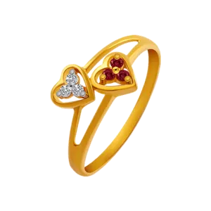14KT (585) Yellow Gold And American Diamond Ring For Women