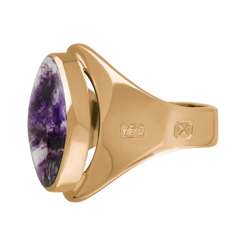 18ct Rose Gold Blue John Hallmark Small Oval Ring