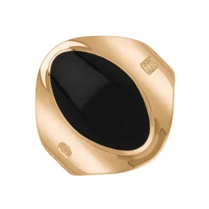 18ct Rose Gold Whitby Jet Hallmark Small Oval Ring