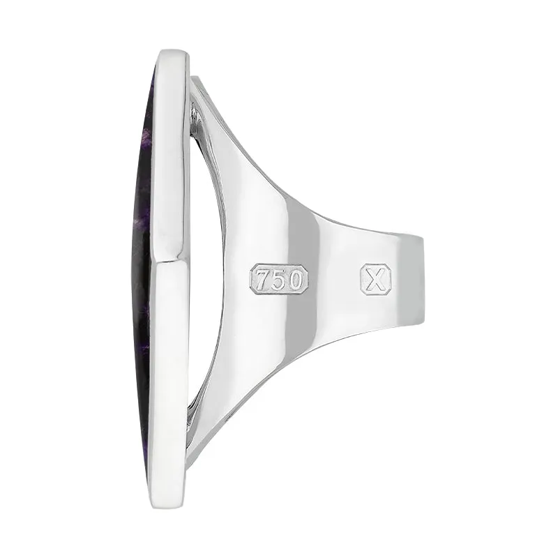 18ct White Gold Blue John Hallmark Large Rhombus Ring