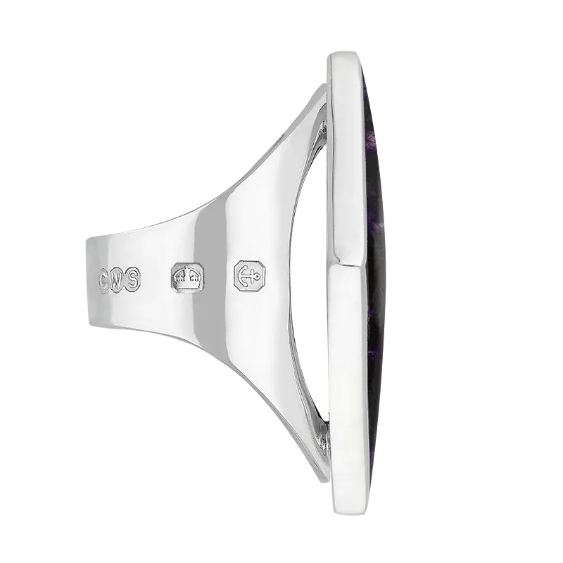 18ct White Gold Blue John Hallmark Large Rhombus Ring