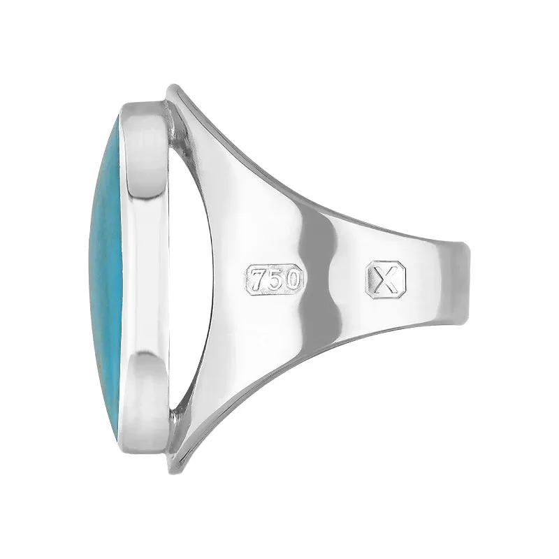 18ct White Gold Turquoise Hallmark Medium Oval Ring