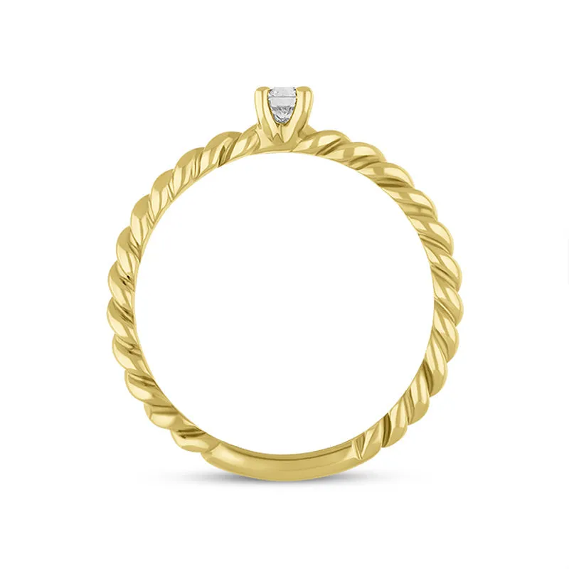 18ct Yellow Gold 0.15ct Diamond Twisted Stacking Solitaire Ring