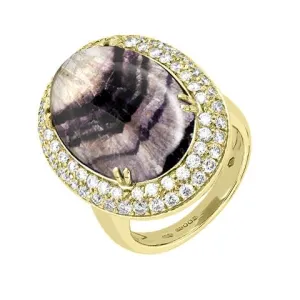 18ct Yellow Gold Blue John 1.47 Carat Diamond Ring D
