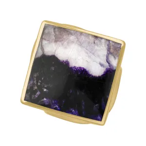 18ct Yellow Gold Blue John Hallmark Medium Rhombus Ring