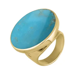 18ct Yellow Gold Turquoise Hallmark Medium Round Ring