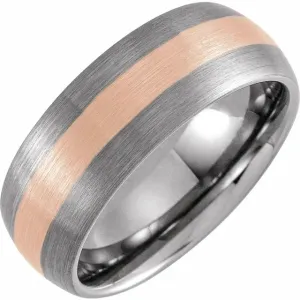 18K Rose Gold PVD Tungsten Half Round Band