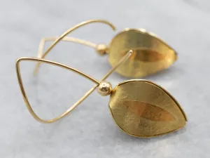 18K Tulip Flower Bud Gold Drop Earrings