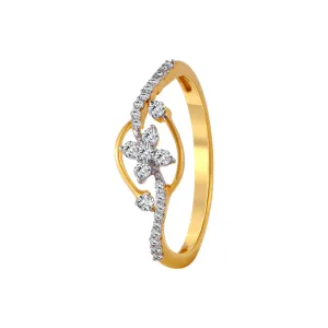 18KT (750) Yellow Gold And Diamond Ring For Women