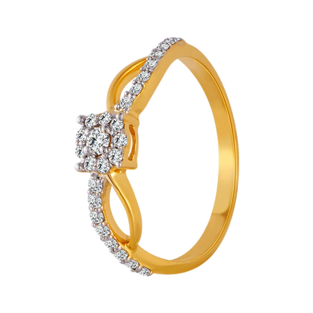 18KT (750) Yellow Gold And Diamond Ring For Women