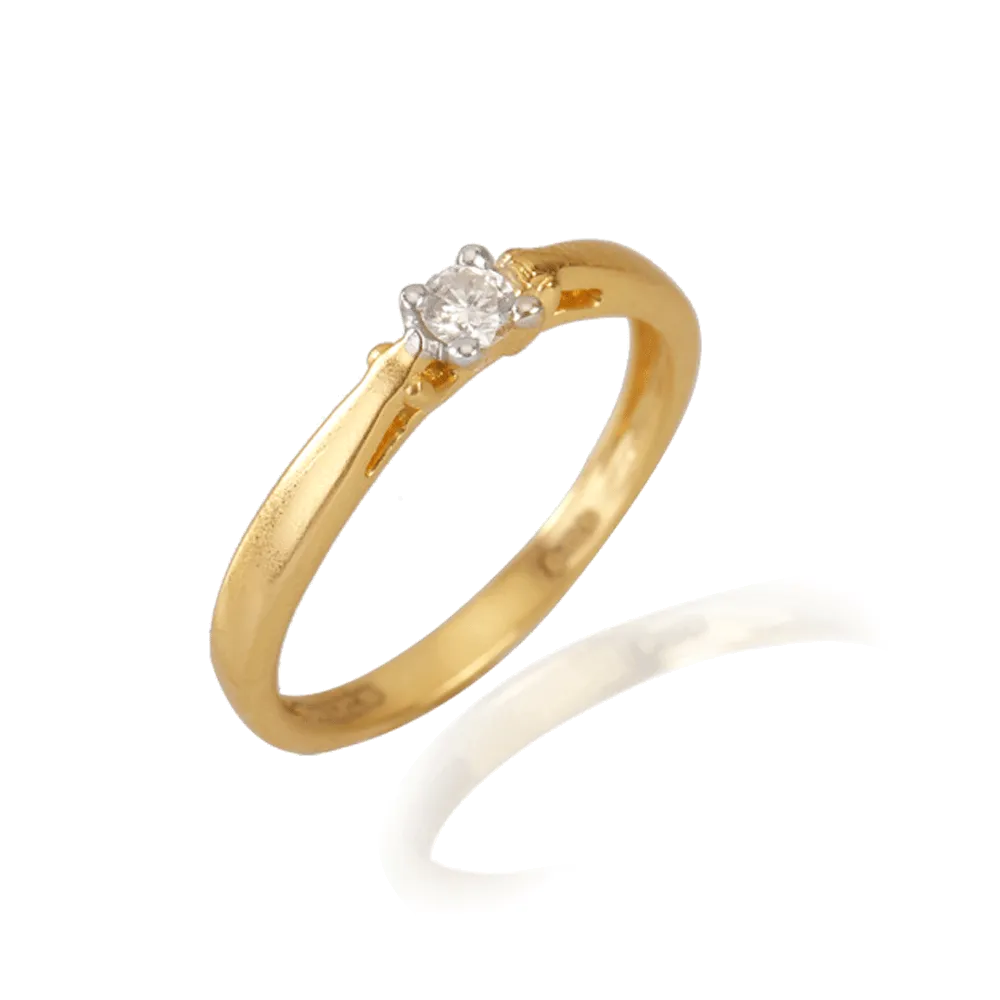 18KT (750) Yellow Gold And Diamond Ring For Women