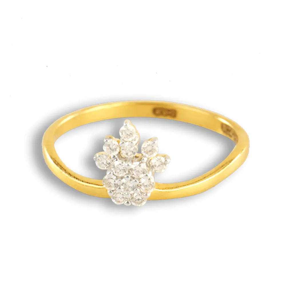 18KT (750) Yellow Gold And Diamond Ring For Women