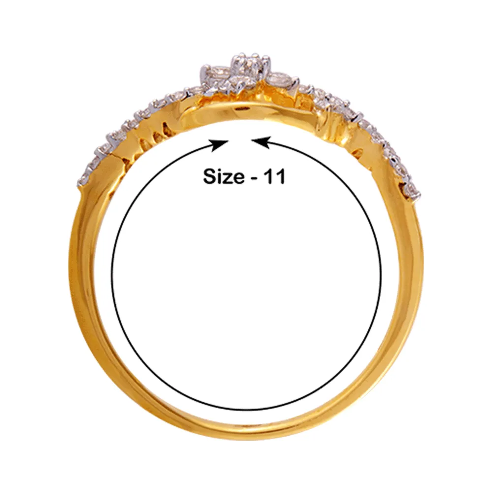 18KT (750) Yellow Gold And Diamond Ring For Women