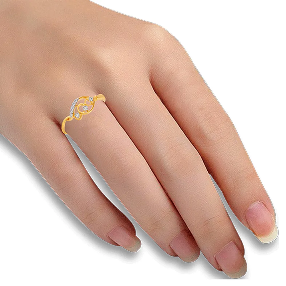 18KT (750) Yellow Gold And Diamond Ring For Women