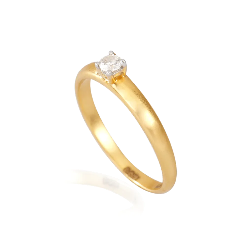 18KT (750) Yellow Gold And Diamond Ring For Women