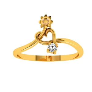 18KT (750) Yellow Gold And Diamond Ring For Women