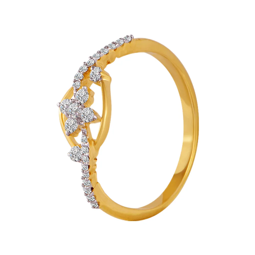 18KT (750) Yellow Gold And Diamond Ring For Women