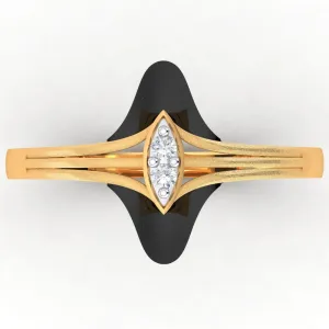 22K Gold Ring With A Central Marquise-cut Stone And Black Meena (Size 12)