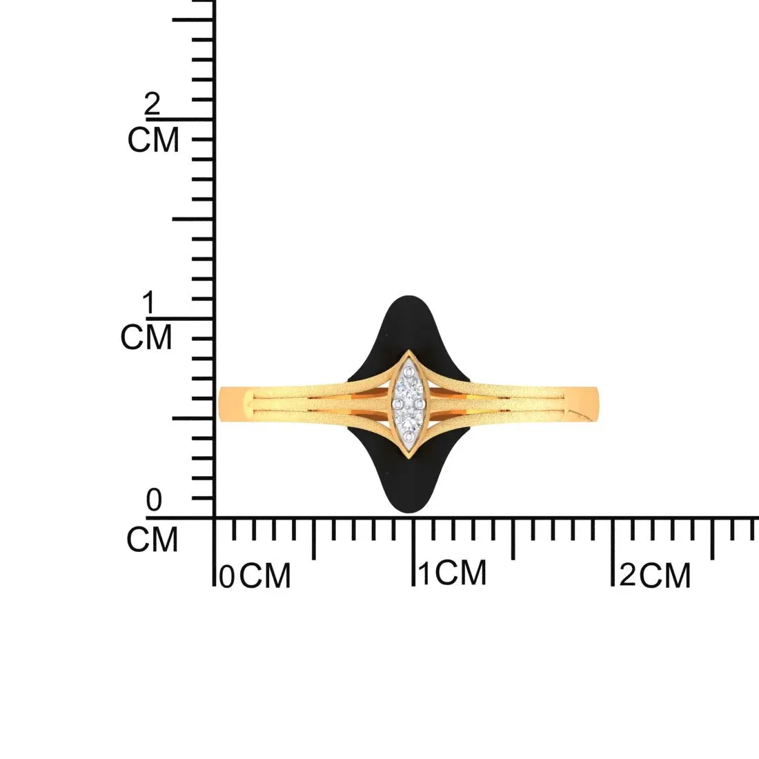 22K Gold Ring With A Central Marquise-cut Stone And Black Meena (Size 12)
