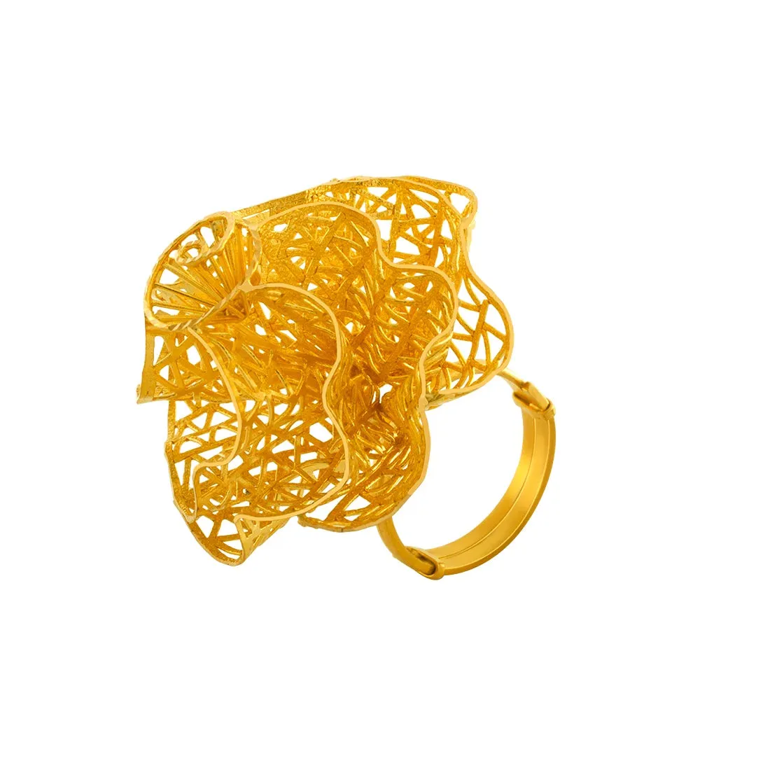 22K Gold Ring with Woven Flower Motif