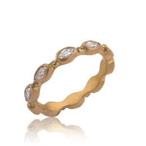 22K Rose Gold "Peach Glow" Stackable Band With Marquise Diamonds