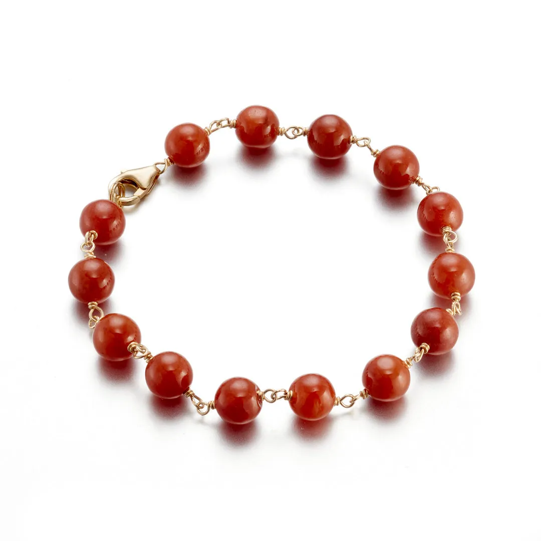7mm Red Jade Pigtail Bracelet
