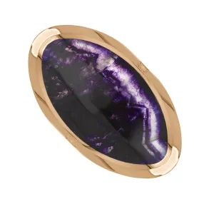 9ct Rose Gold Blue John Hallmark Large Oval Ring