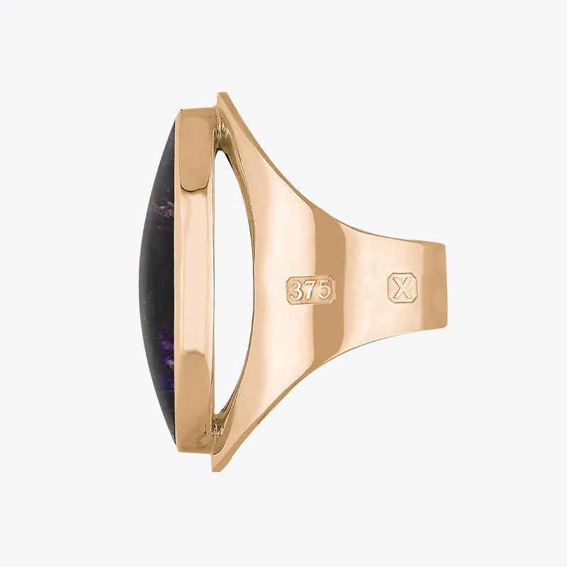 9ct Rose Gold Blue John Hallmark Large Oval Ring