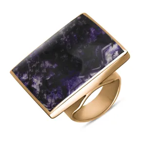 9ct Rose Gold Blue John Hallmark Large Square Ring