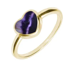 9ct Yellow Gold Blue John Single Heart Ring