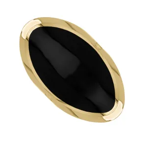9ct Yellow Gold Whitby Jet Hallmark Large Oval Ring