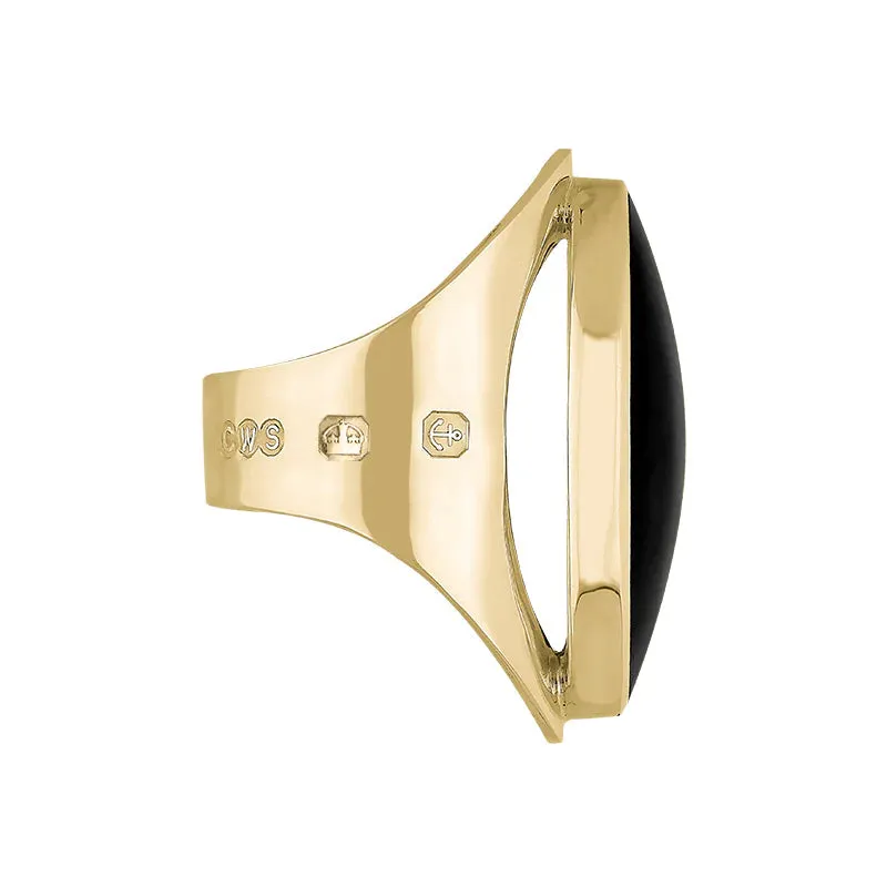 9ct Yellow Gold Whitby Jet Hallmark Large Oval Ring