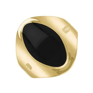 9ct Yellow Gold Whitby Jet Hallmark Small Oval Ring