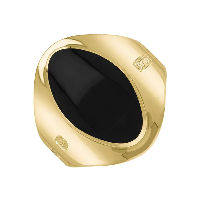 9ct Yellow Gold Whitby Jet Hallmark Small Oval Ring