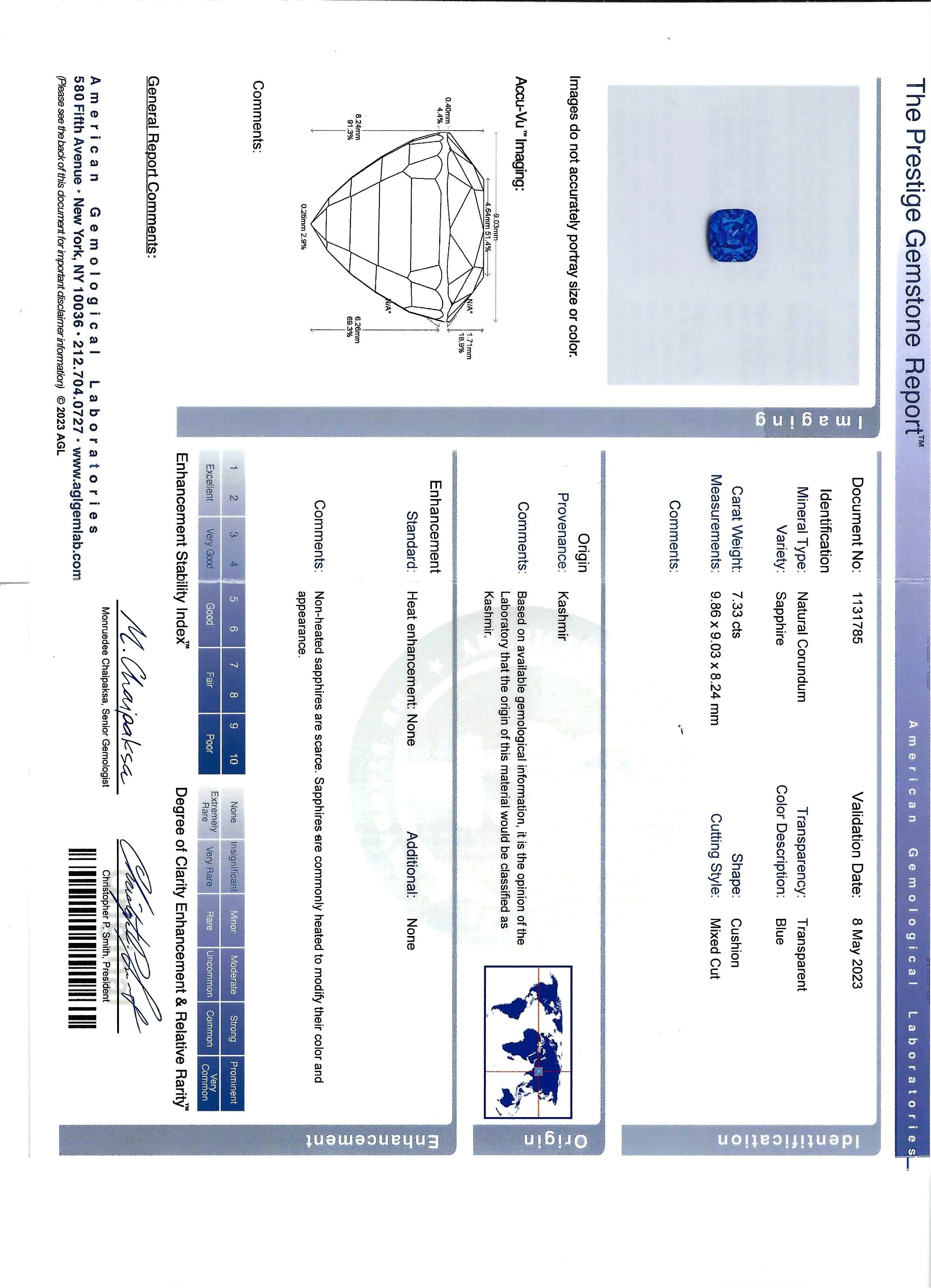 AGL No-Heat Kashmir Sapphire Ring