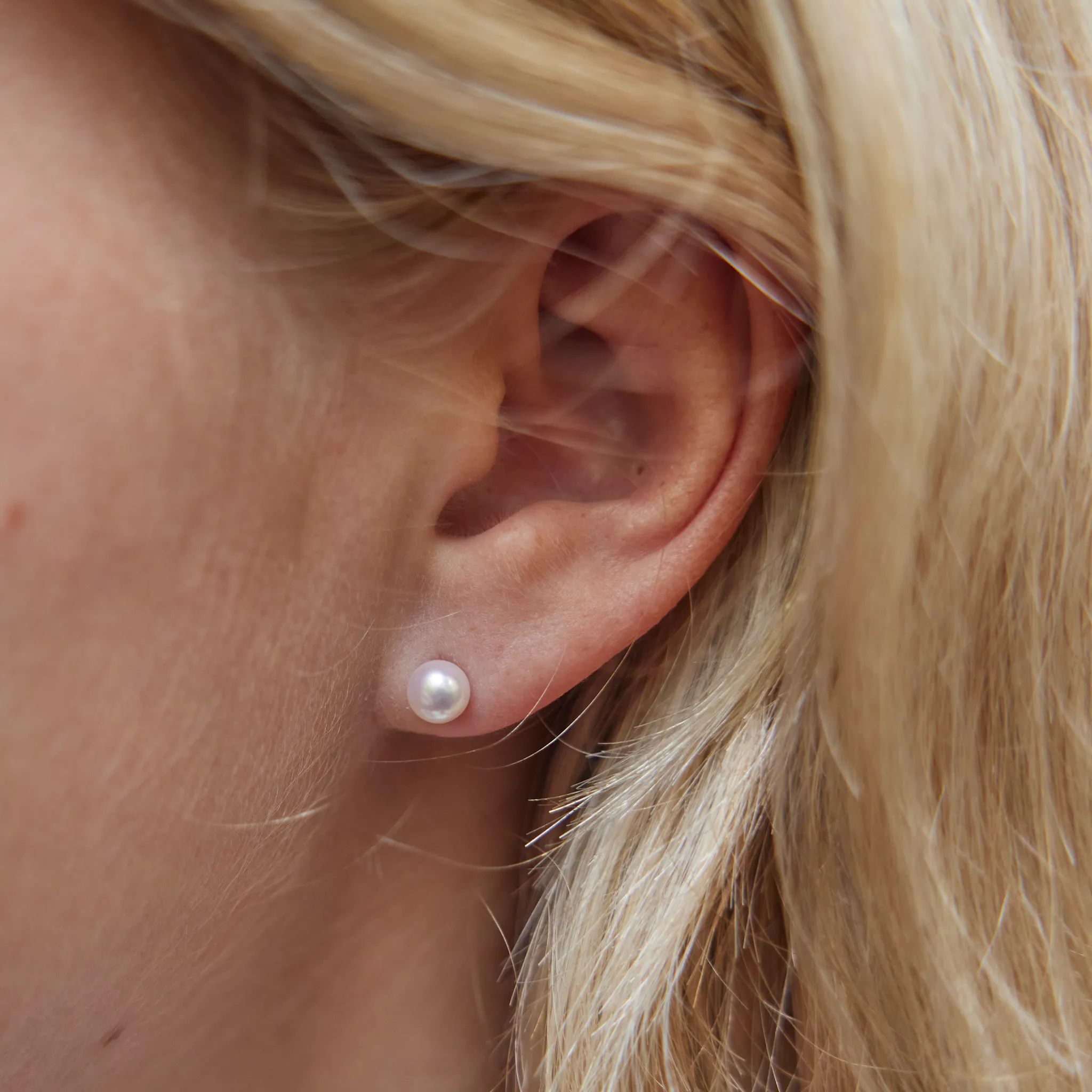 Akoya White Pearl Earrings in Gold - 5.5-6mm
